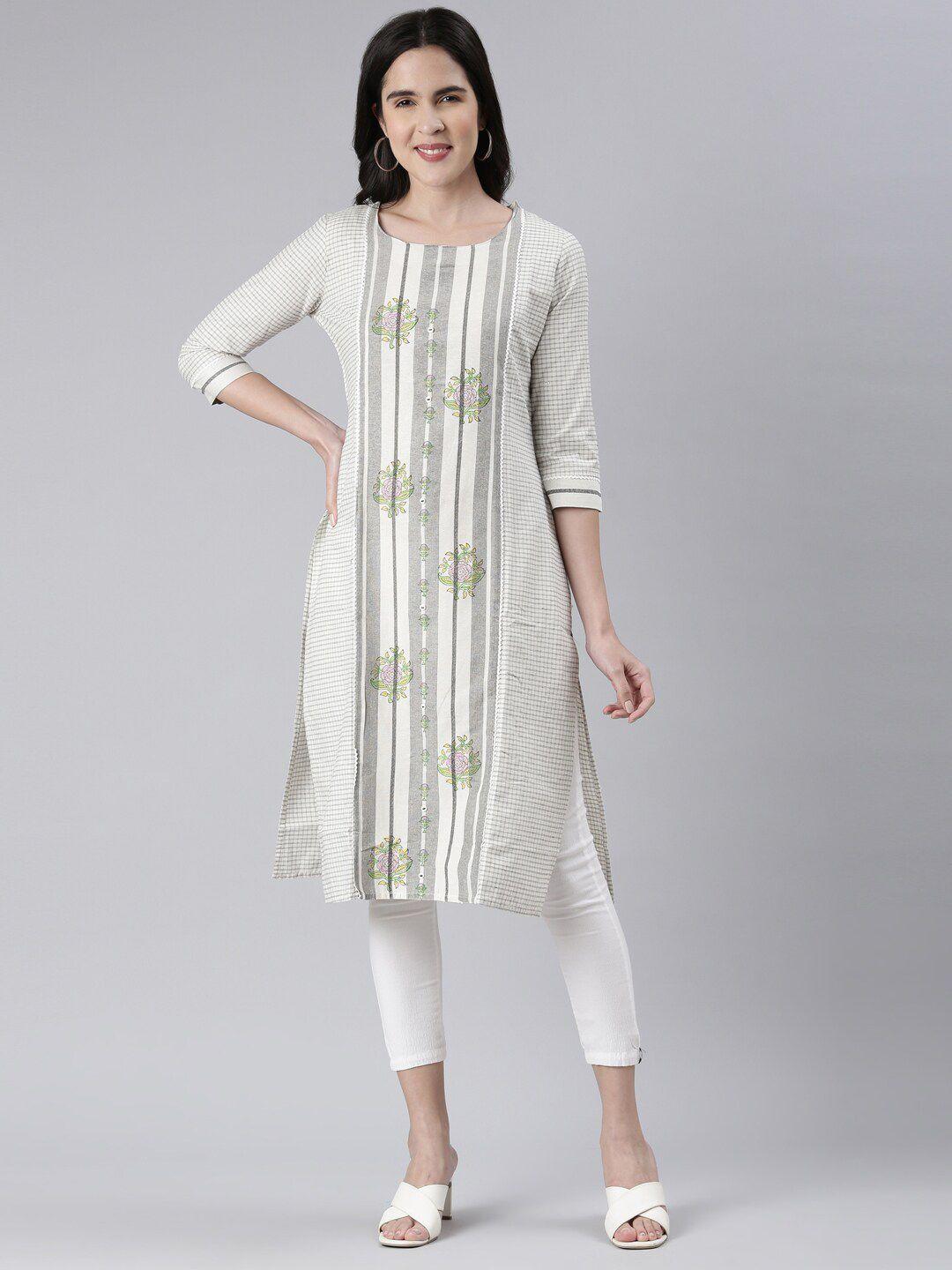 neerus geometric printed cotton straight kurta