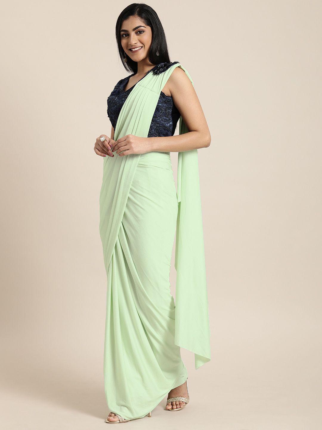 neerus green solid ready to wear saree