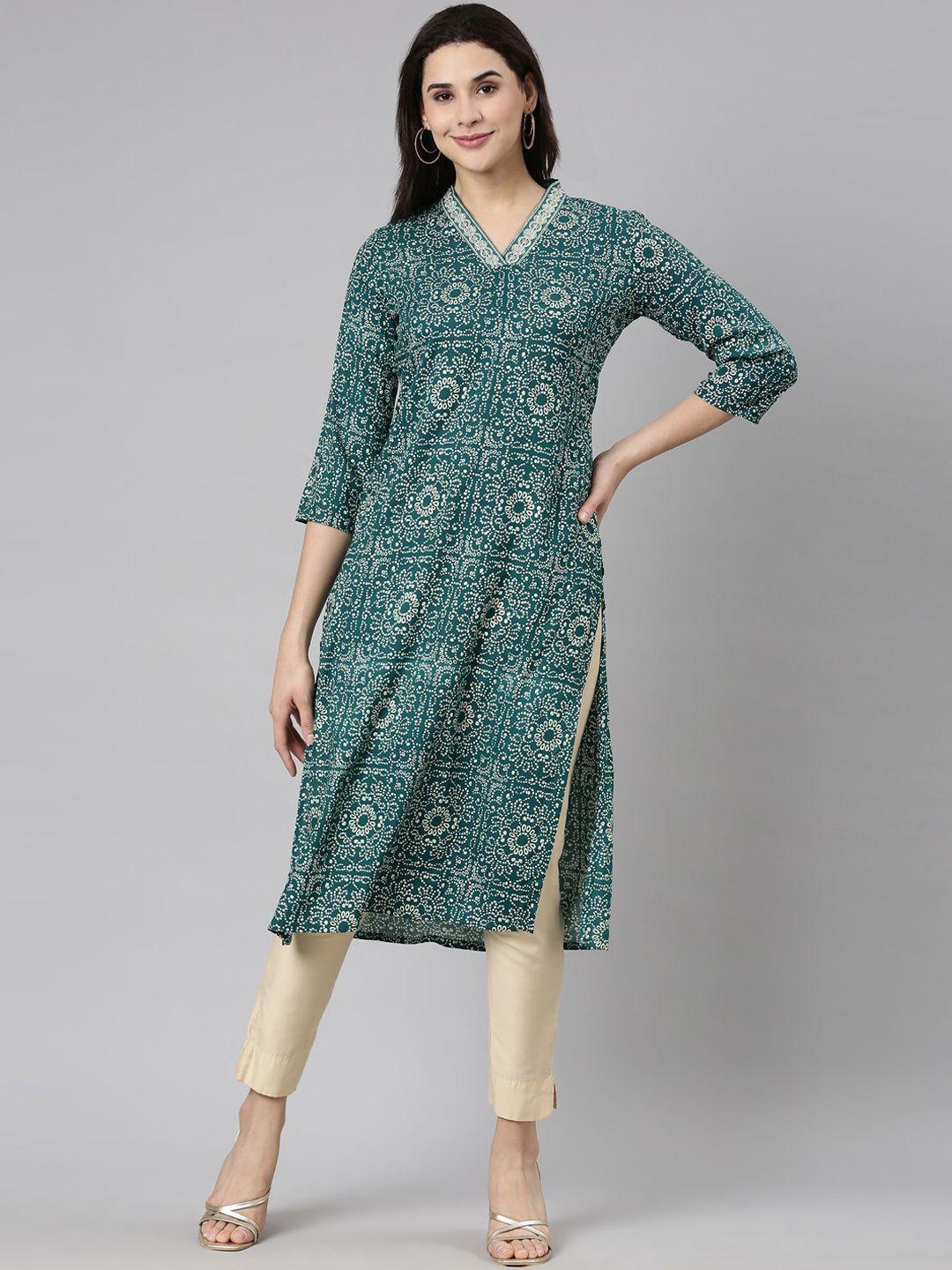 neerus women ethnic motifs printed sequinned kurta