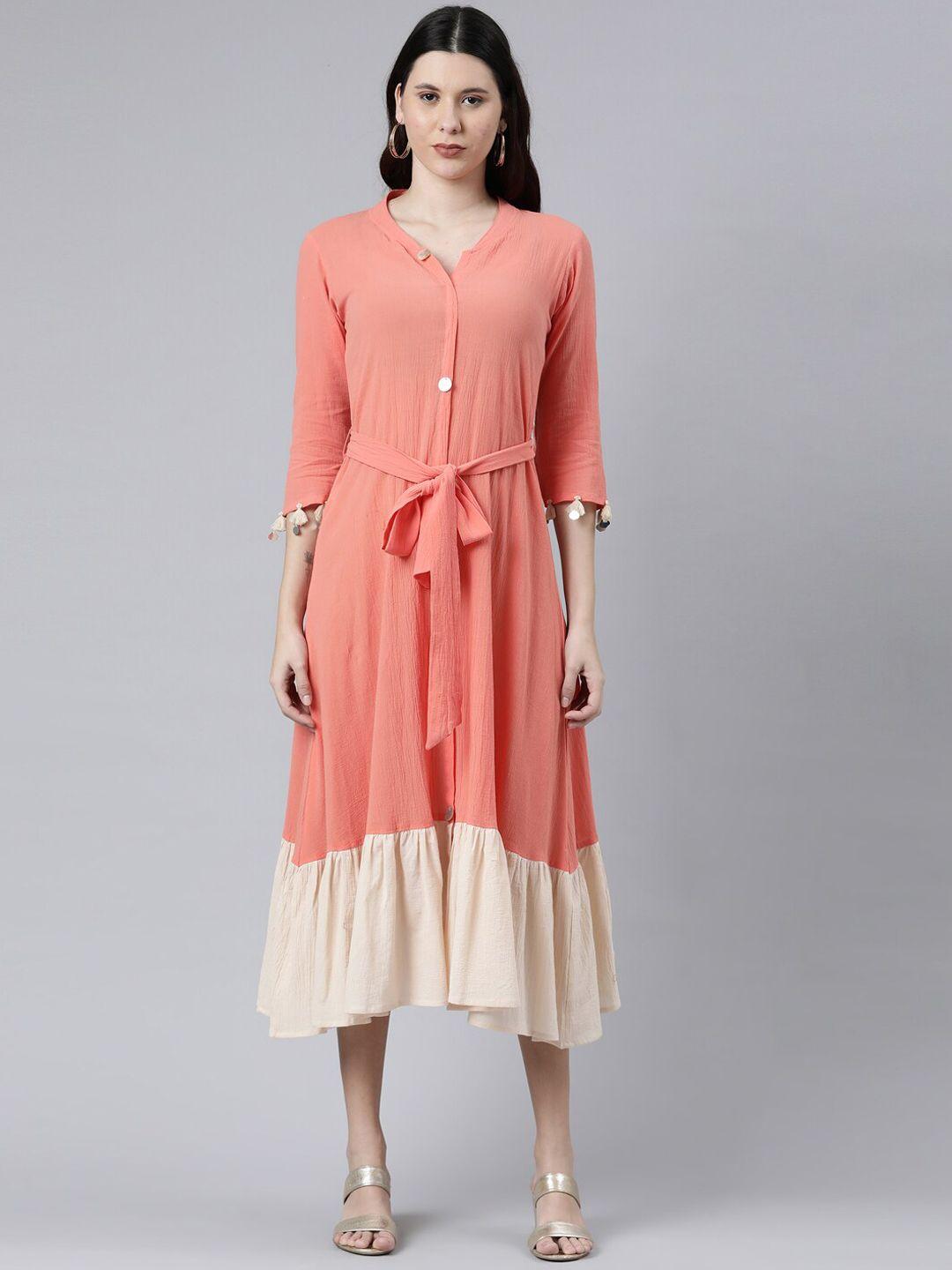 neerus women peach-coloured kurta