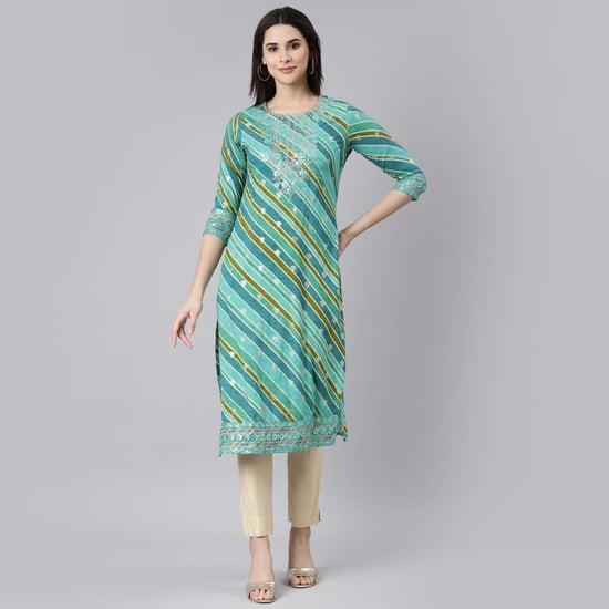 neerus women striped straight kurta