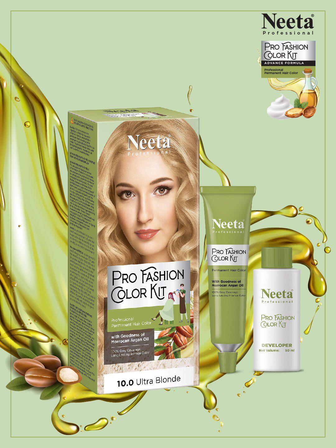 neeta professional pro fashion permanent hair color kit 100g - ultra blonde 10.0