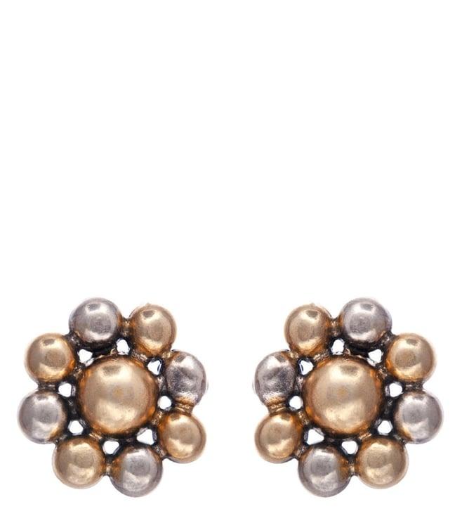 neeta boochra 925 sterling silver two tone 22k gold plated studs earrings