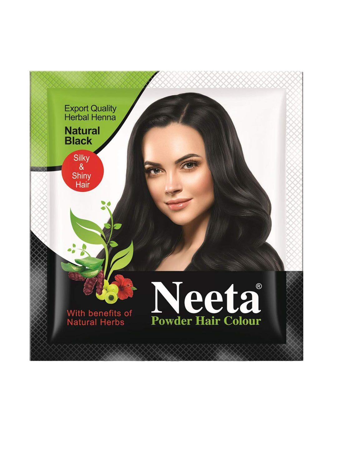 neeta pack of 10 henna based hair color 10 g each- natural black