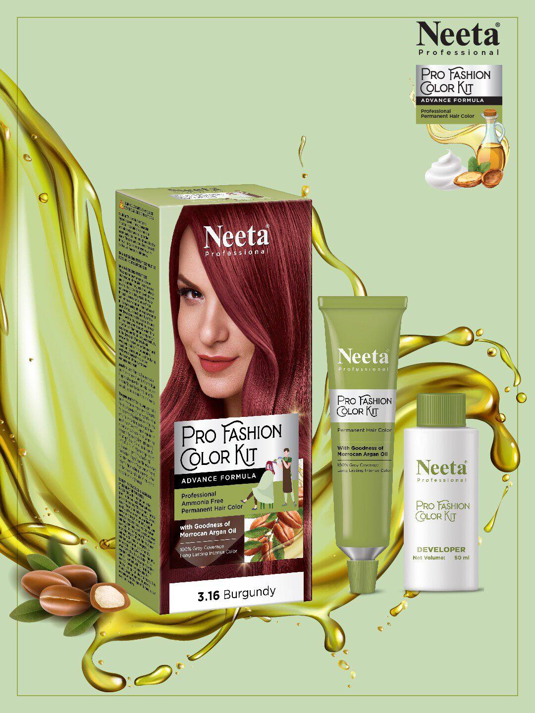 neeta professional pro fashion permanent hair color kit 100g - burgundy 3.16
