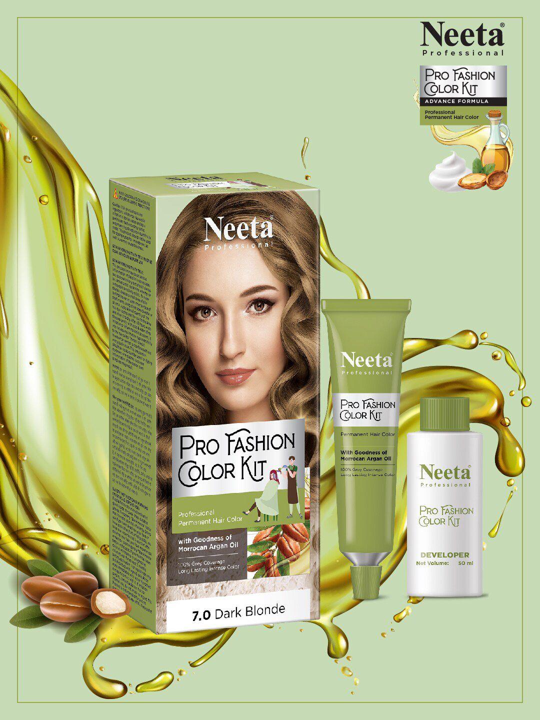 neeta professional pro fashion permanent hair color kit 100g - dark blonde 7.0