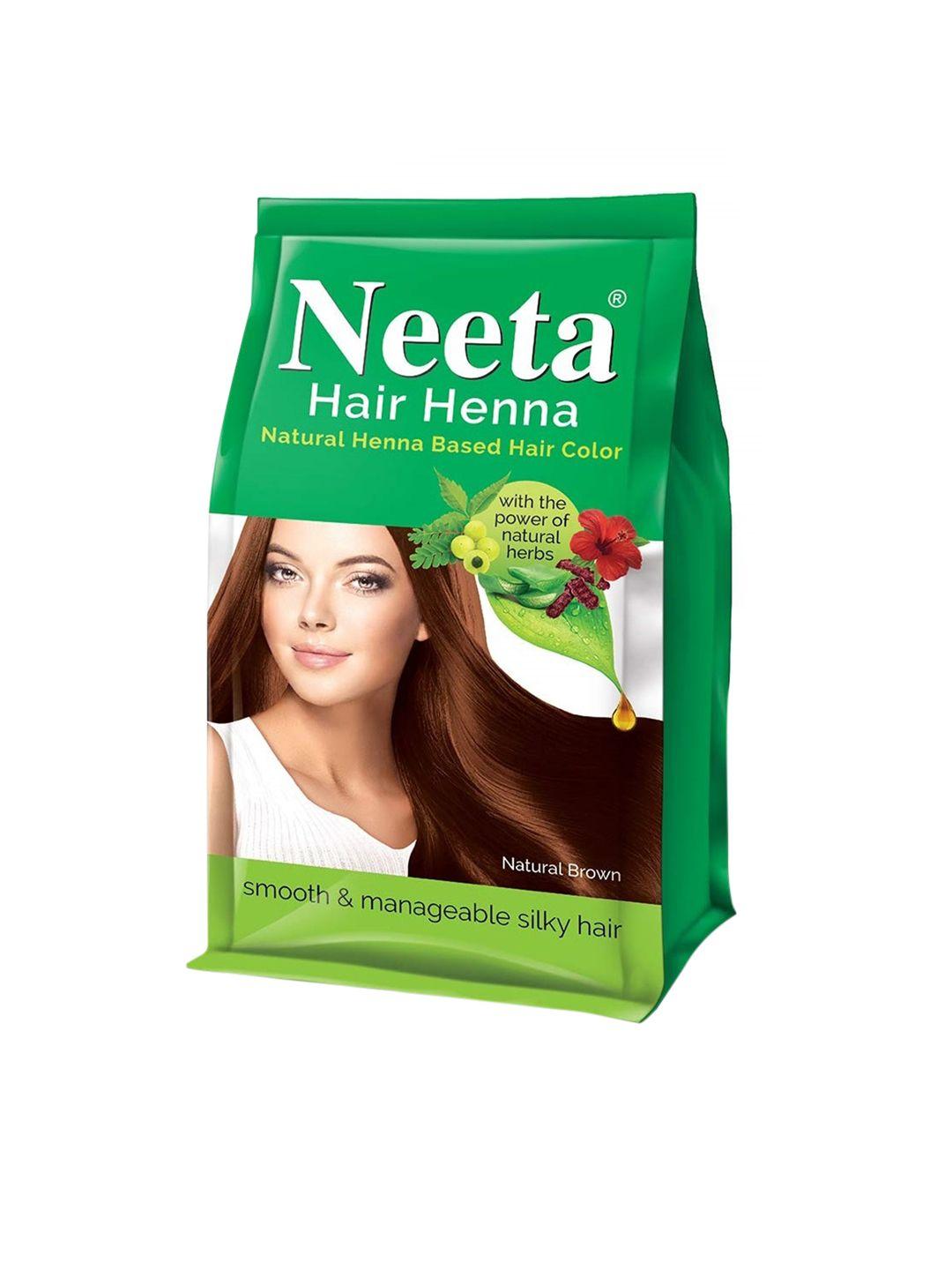 neeta set of 4 henna hair color 125g neeta - natural brown