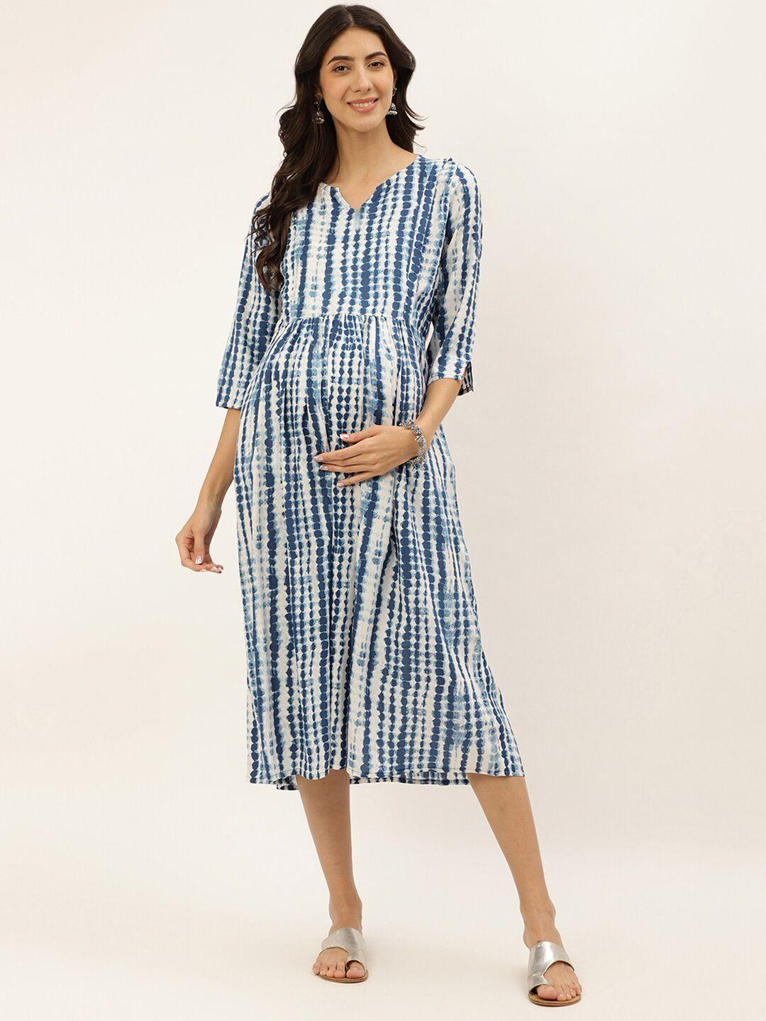 negen abstract printed maternity cotton a-line midi dress