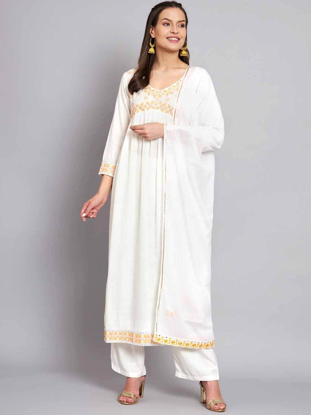 nehamta ethnic motifs embroidered kurta with palazzo & dupatta