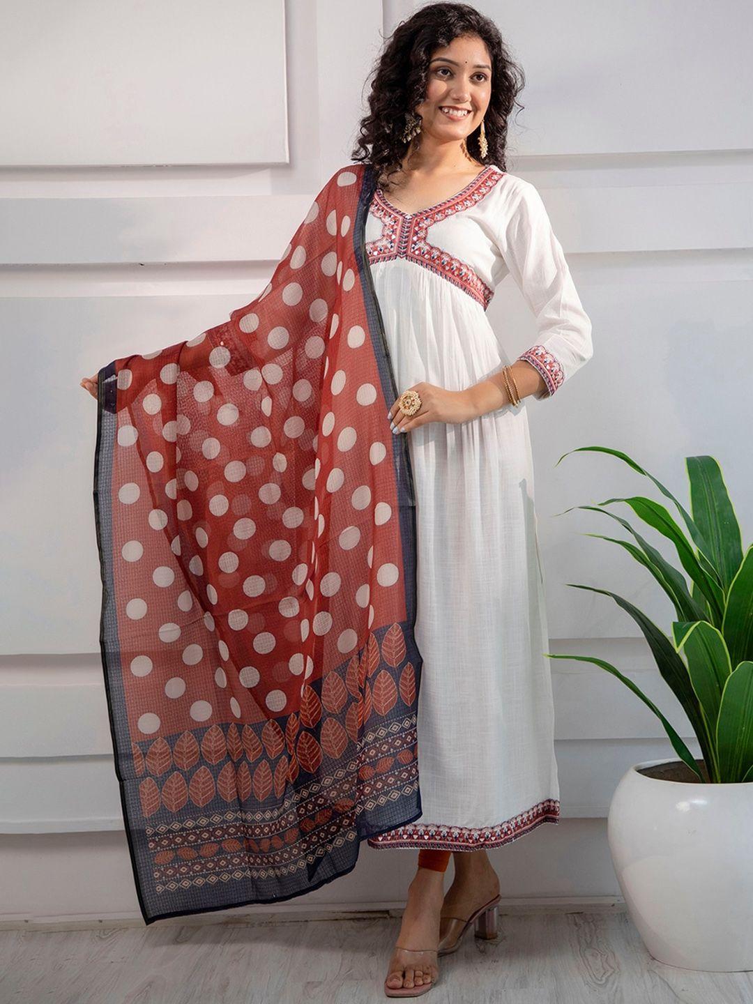 nehamta ethnic motifs printed kurta with dupatta