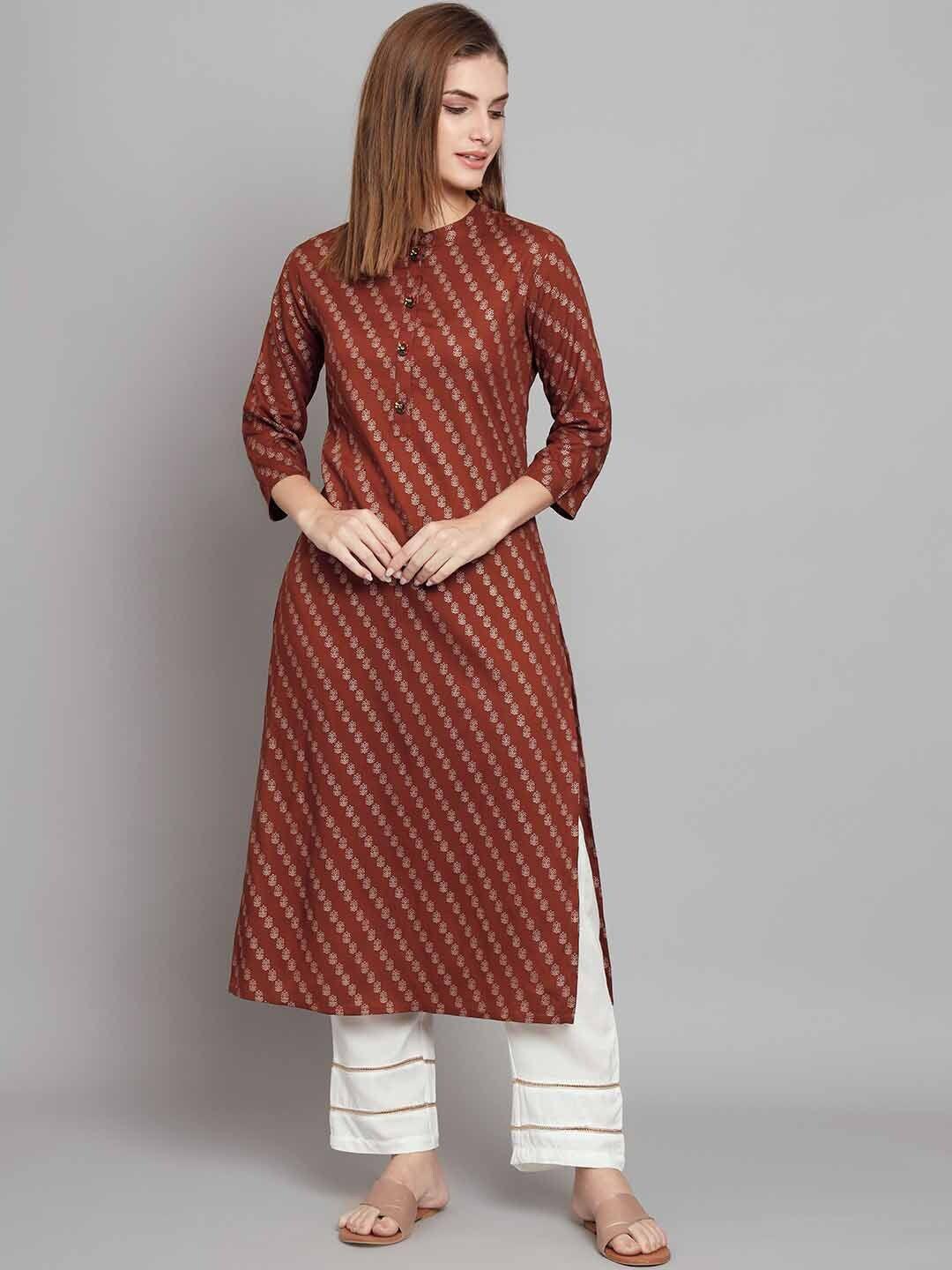 nehamta floral printed straight kurta with palazzos