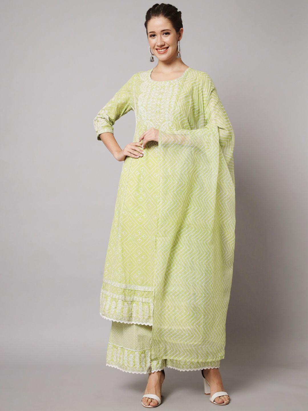 nehamta paisley embroidered thread work kurta with palazzos & with dupatta