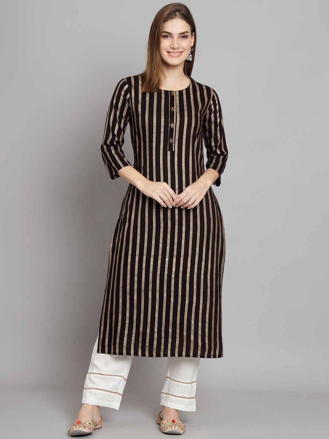 nehamta striped straight kurta with trousers