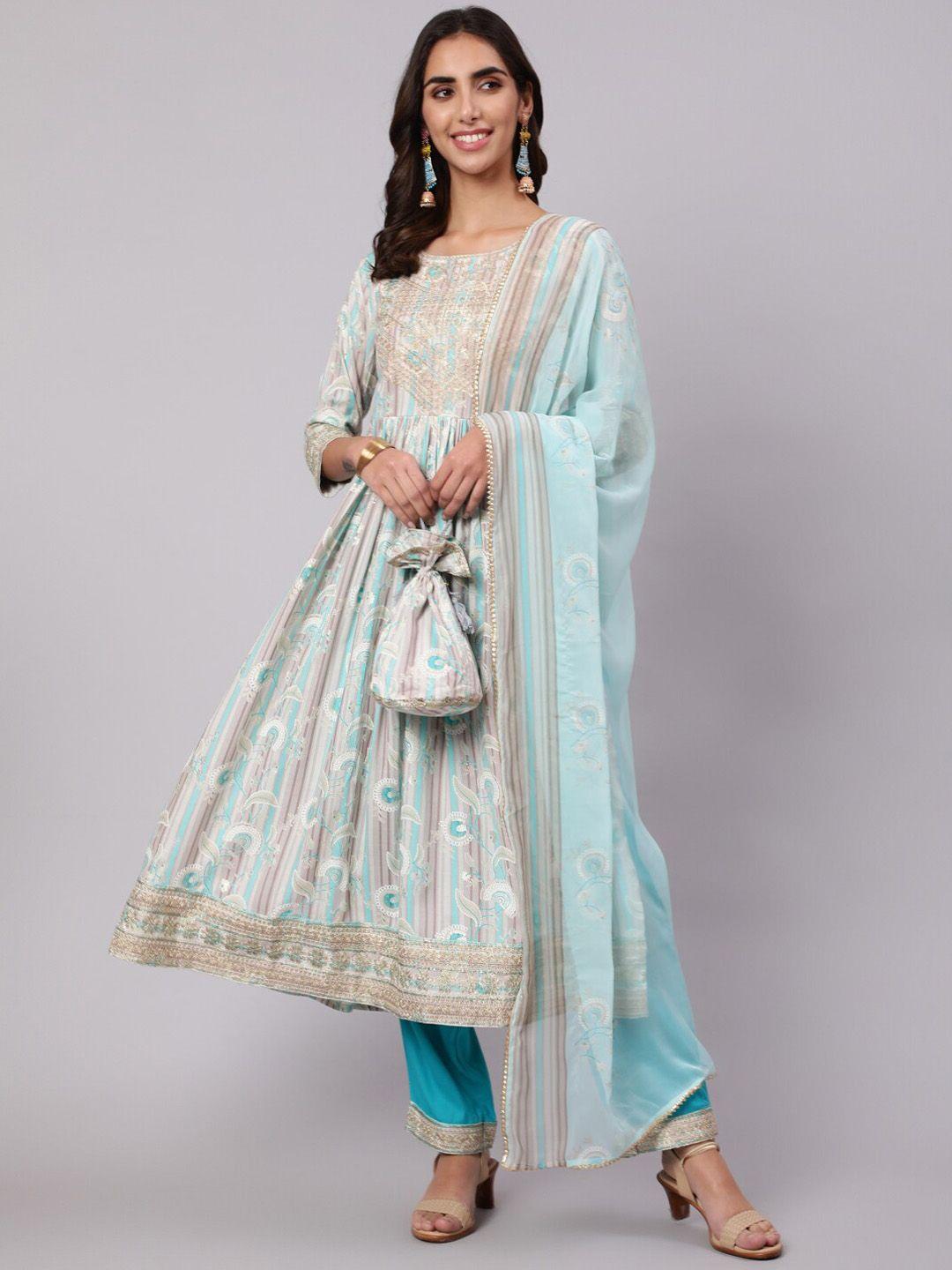 nehamta women floral embroidered kurta with trousers & with dupatta