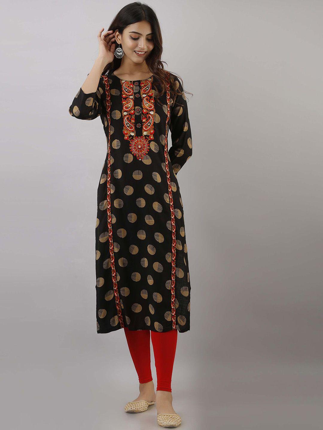 nehamta women paisley embroidery straight kurta