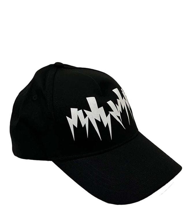 neil barrett kids black thunderbolt printed baseball cap (free size)