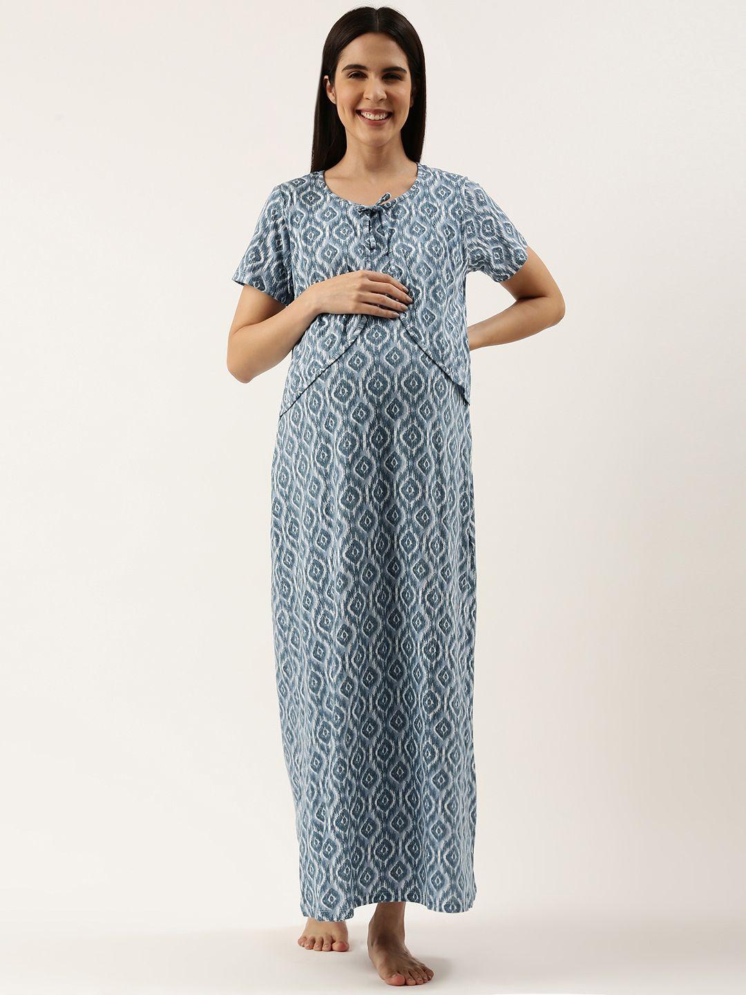 nejo abstract printed maternity maxi nightdress
