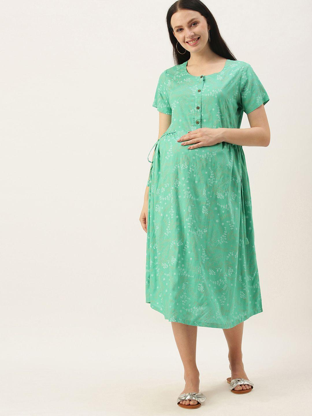 nejo green floral maternity a-line dress