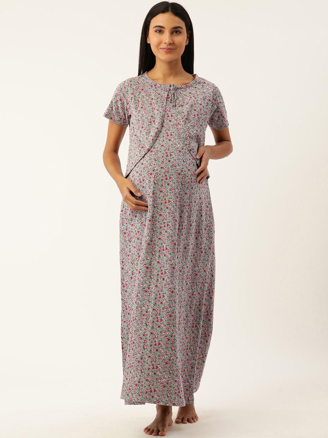 nejo maternity printed cotton maxi nightdress