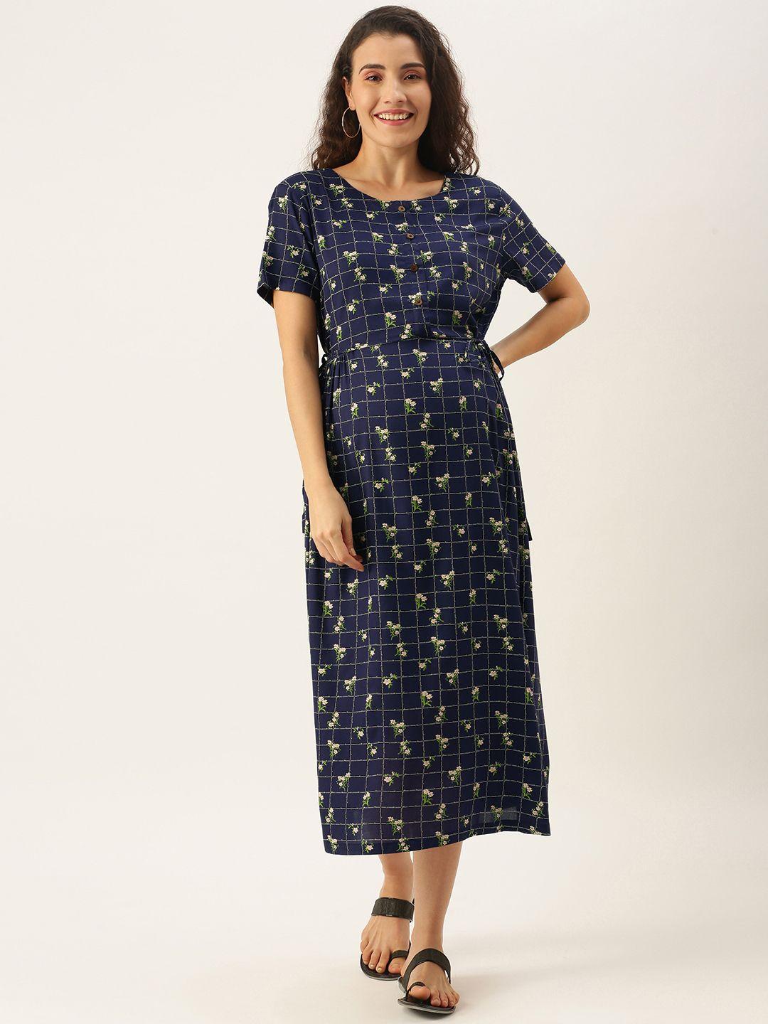 nejo navy blue floral maternity dress