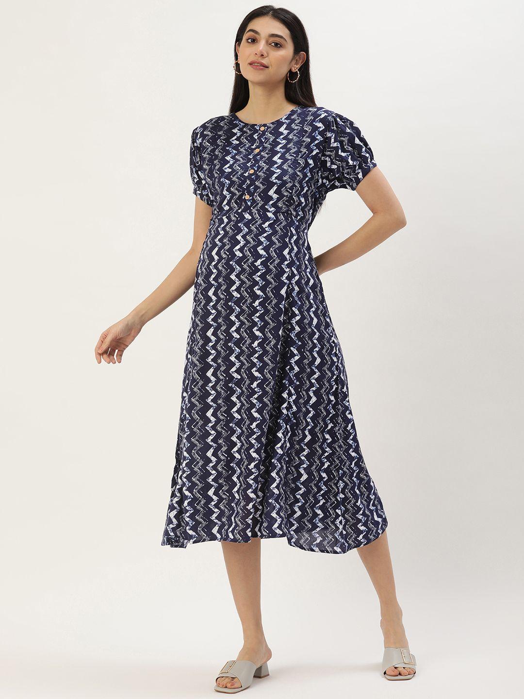 nejo navy maternity a-line midi dress