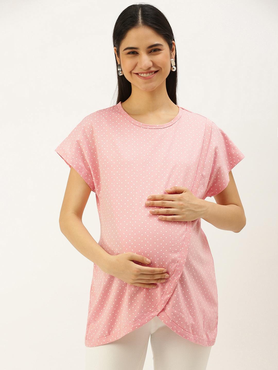 nejo pink abstract print maternity top