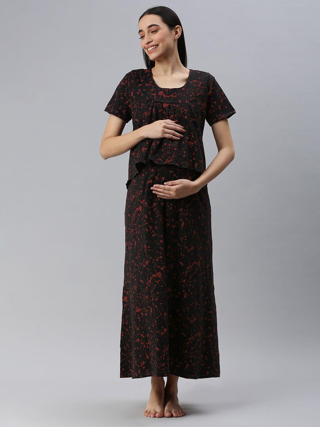 nejo printed cotton maternity maxi nightdress