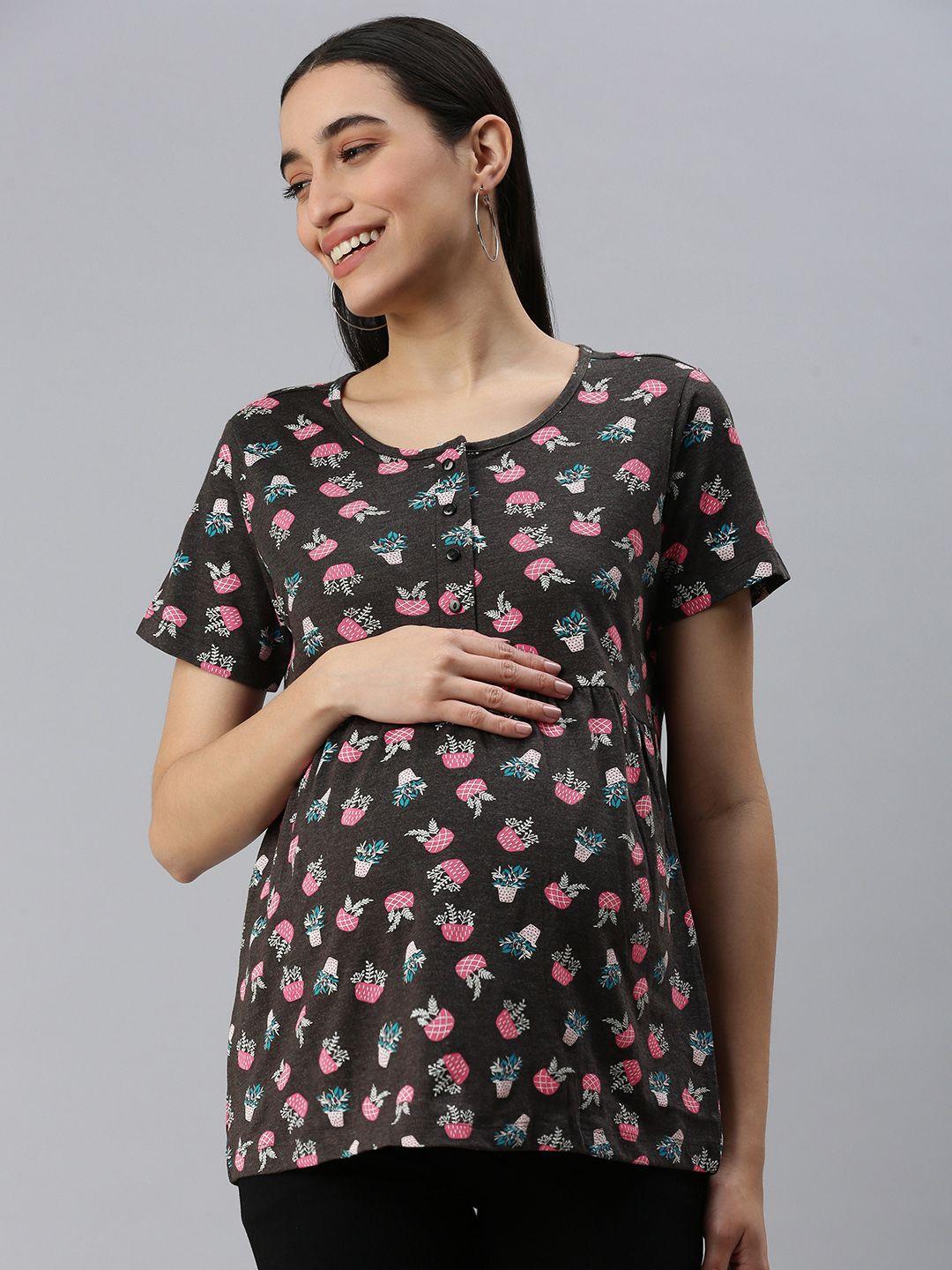 nejo printed cotton maternity top