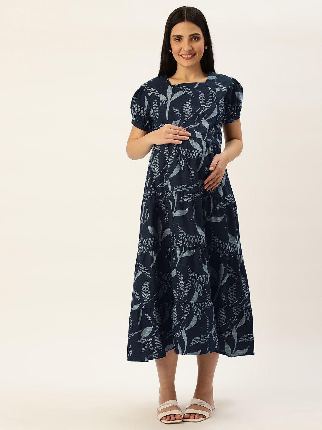 nejo printed maternity a-line midi dress