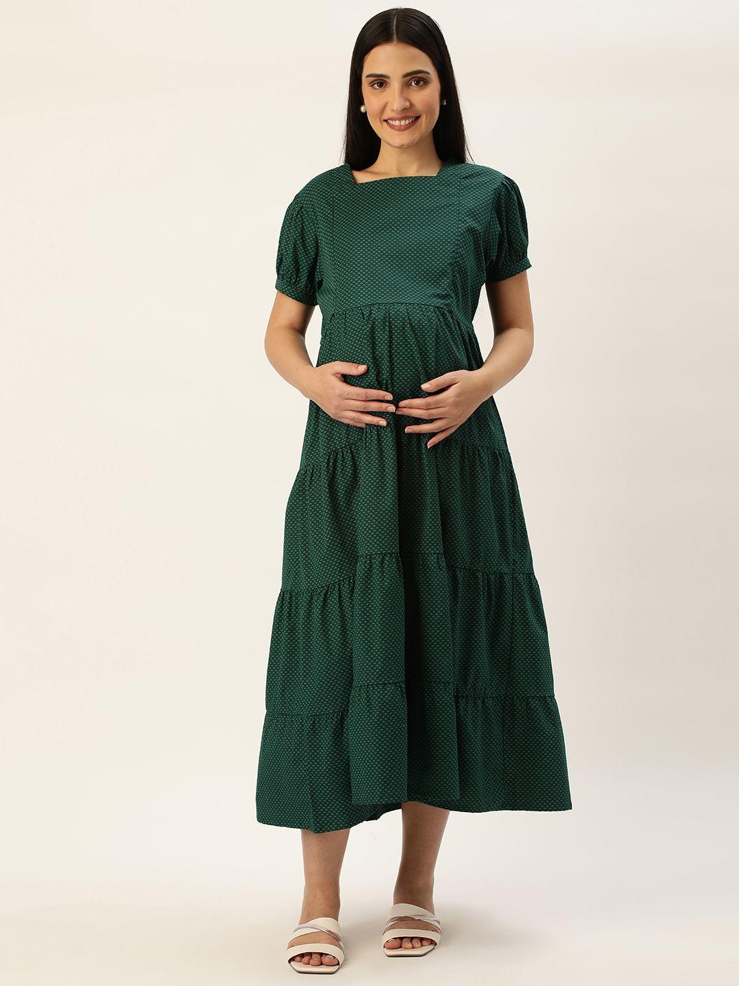 nejo printed maternity a-line midi dress