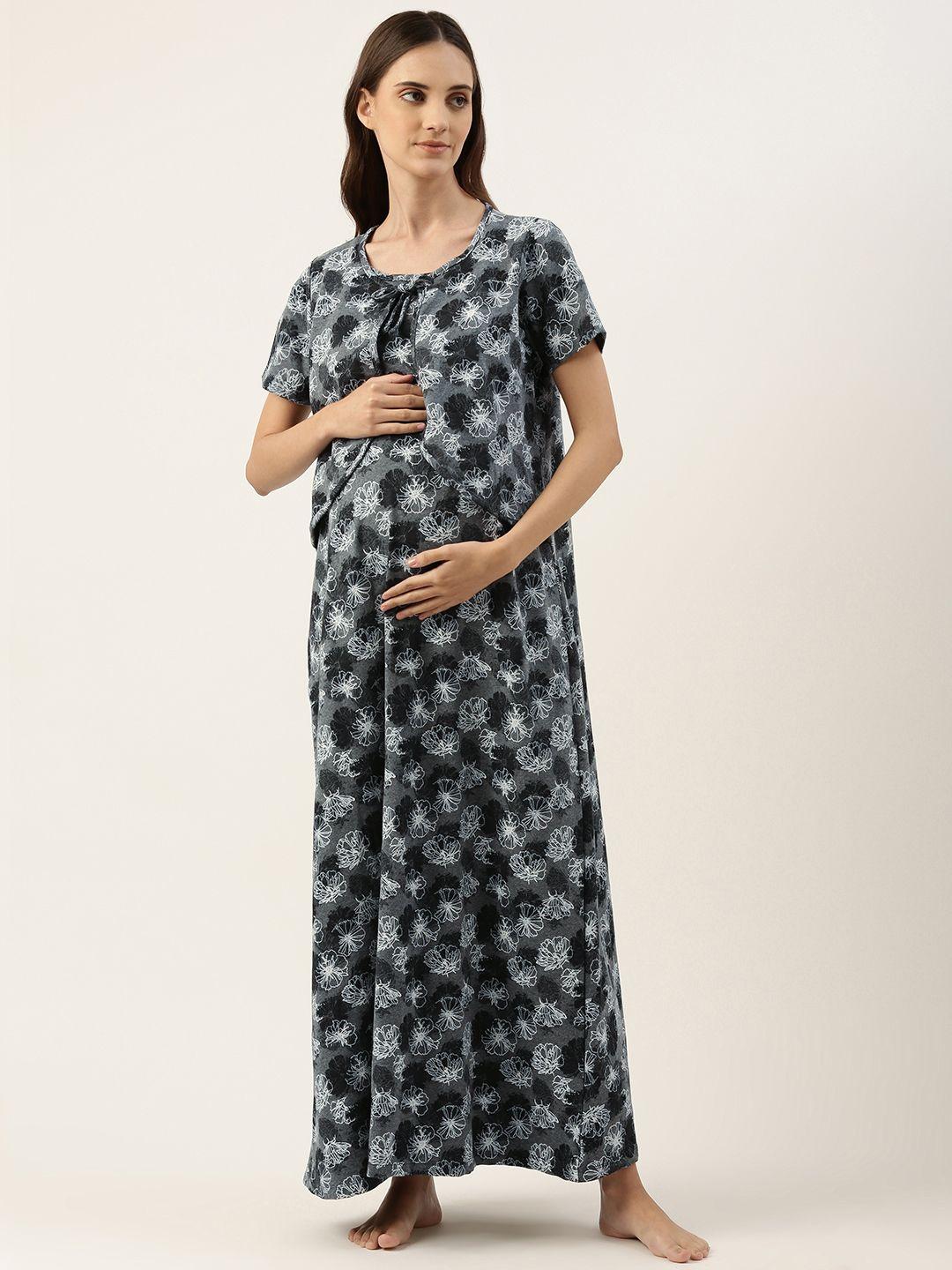 nejo printed maternity maxi nightdress