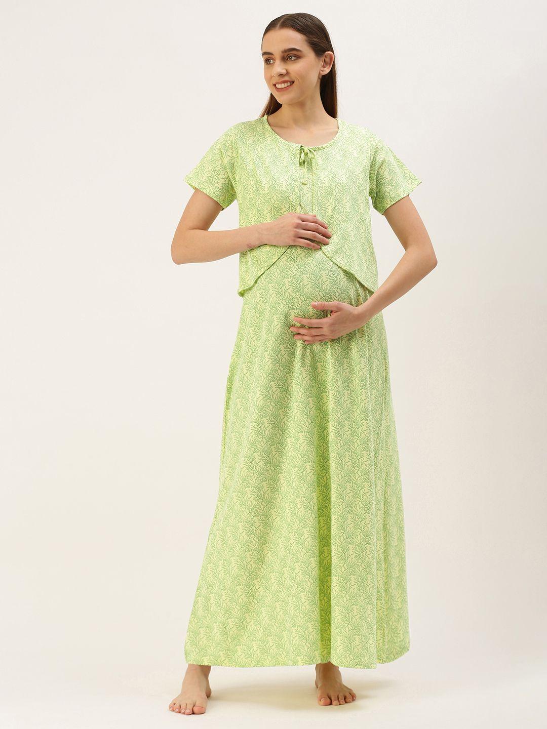 nejo printed maxi cotton maternity nightdress