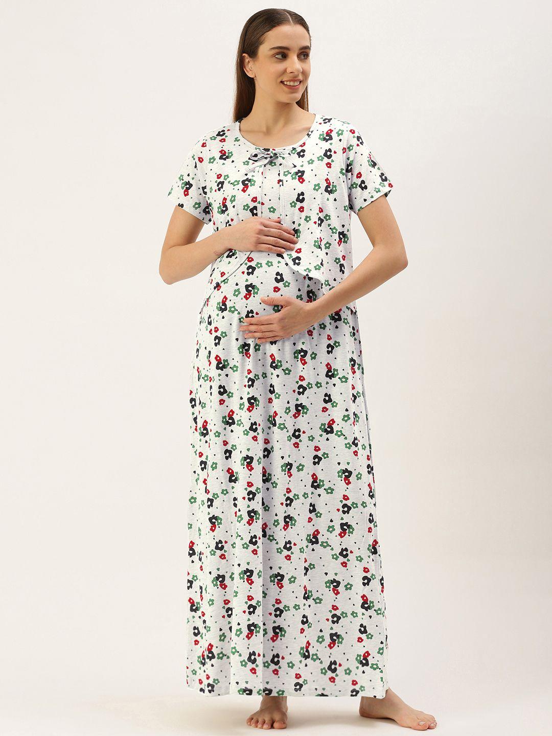 nejo printed maxi maternity cotton nightdress