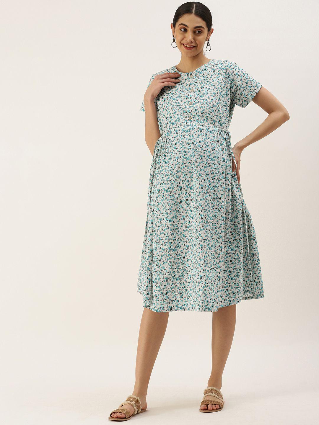 nejo pure cotton floral printed maternity a-line dress