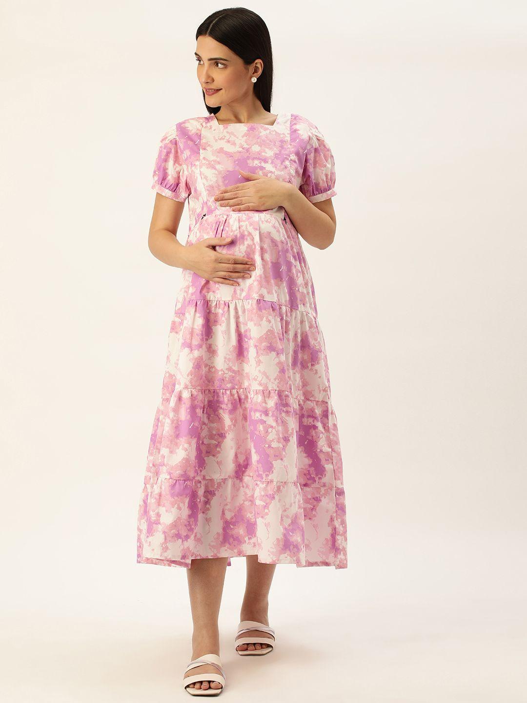 nejo tie & dye maternity a-line midi dress