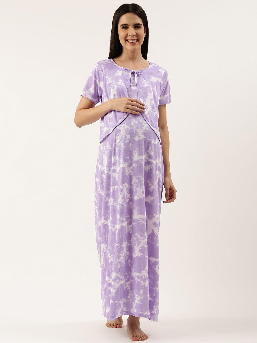 nejo tie & dye printed maternity maxi nightdress