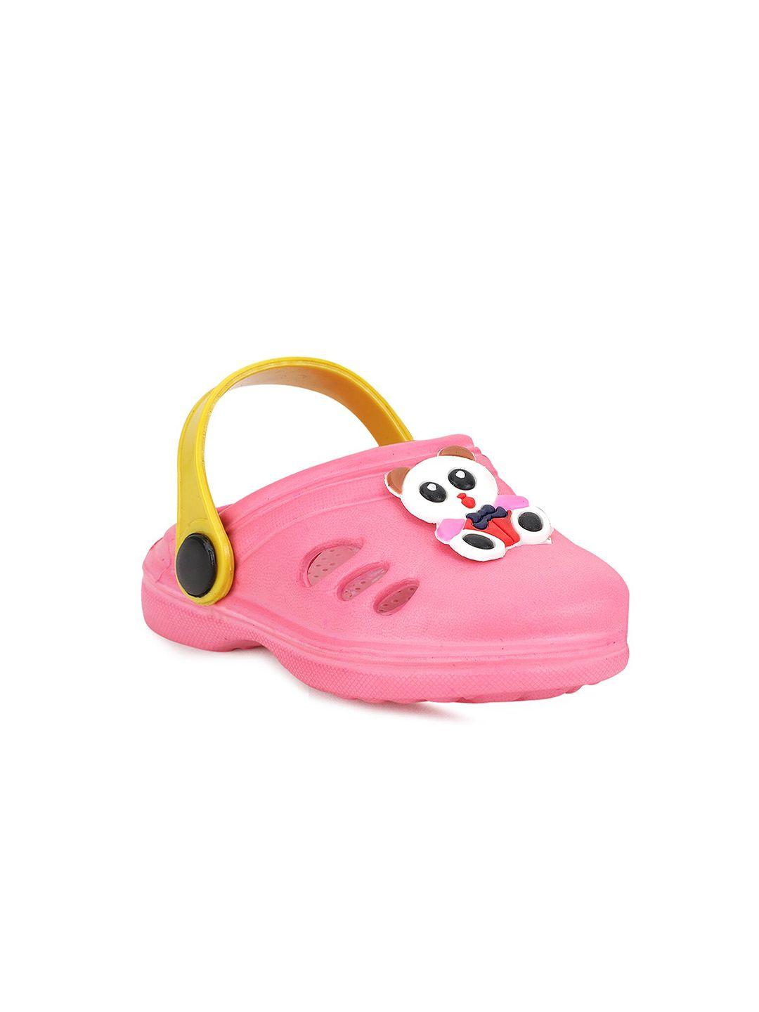 neobaby kids pink & yellow panda printed clogs