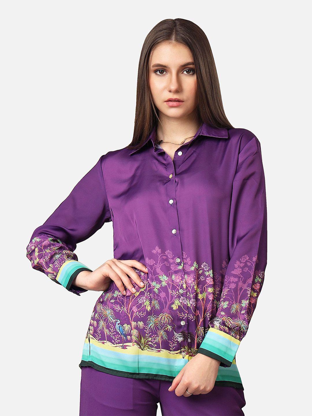 neofaa floral printed spread collar casual shirt