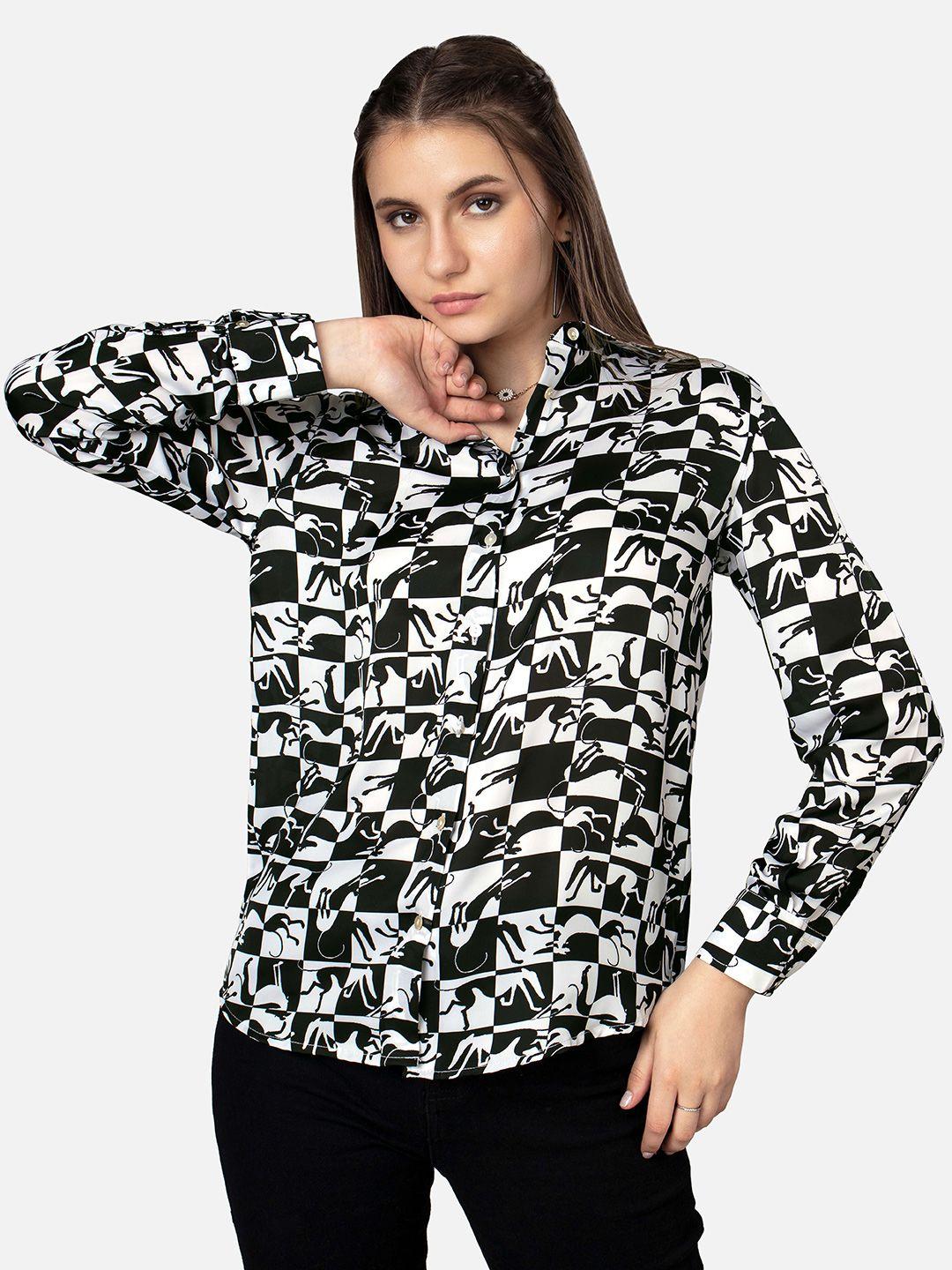 neofaa graphic printed spread collar casual shirt