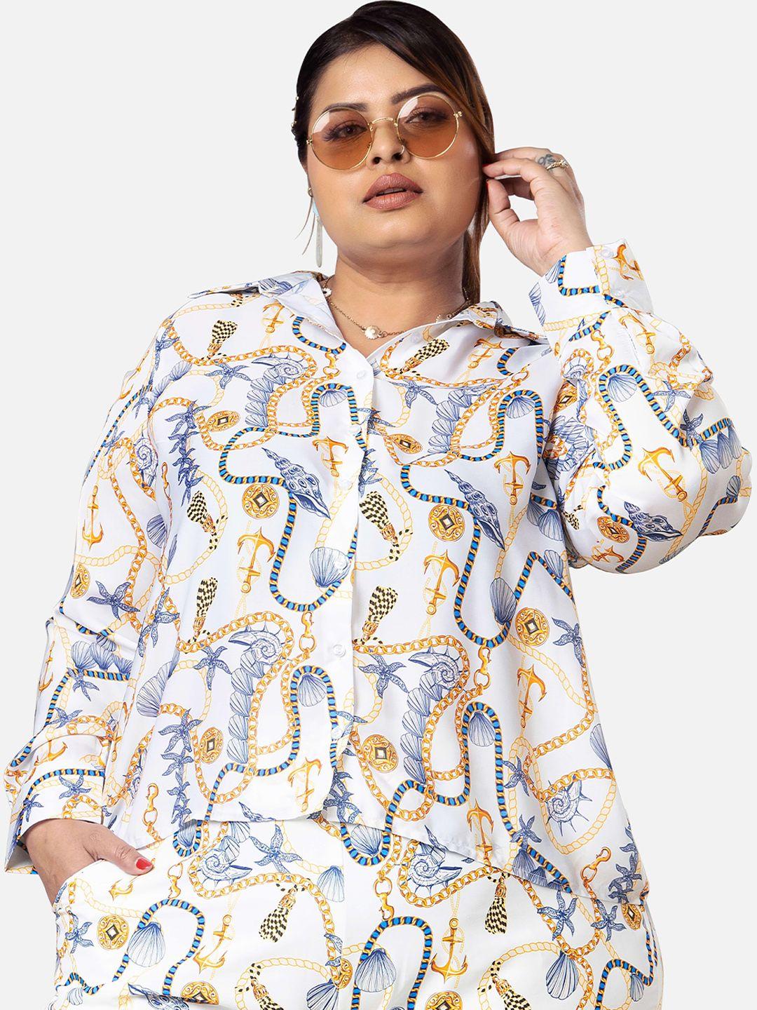 neofaa graphic printed spread collar casual shirt