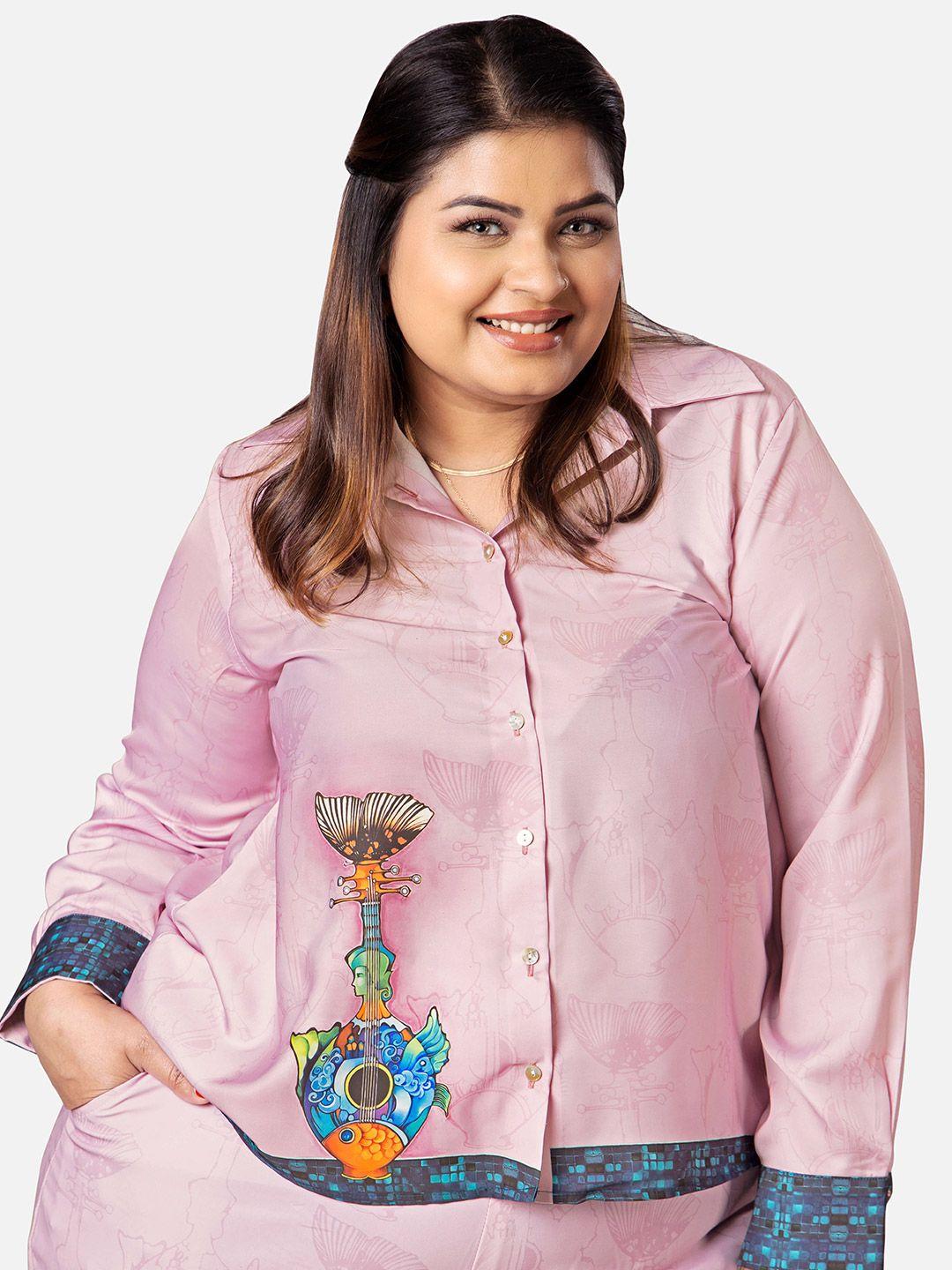 neofaa plus size abstract printed opaque casual shirt