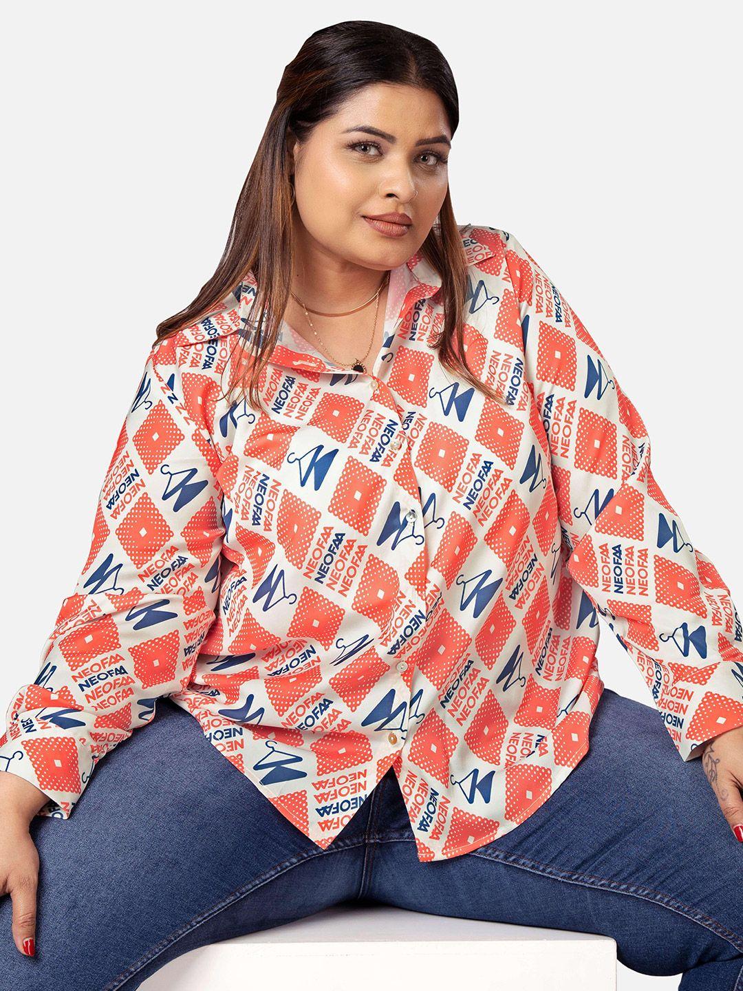 neofaa plus size typography printed casual shirt