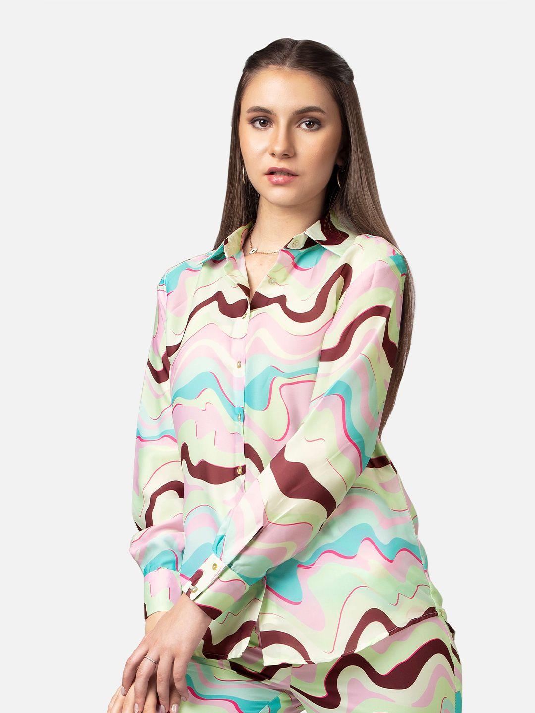 neofaa spread collar abstract printed casual shirt