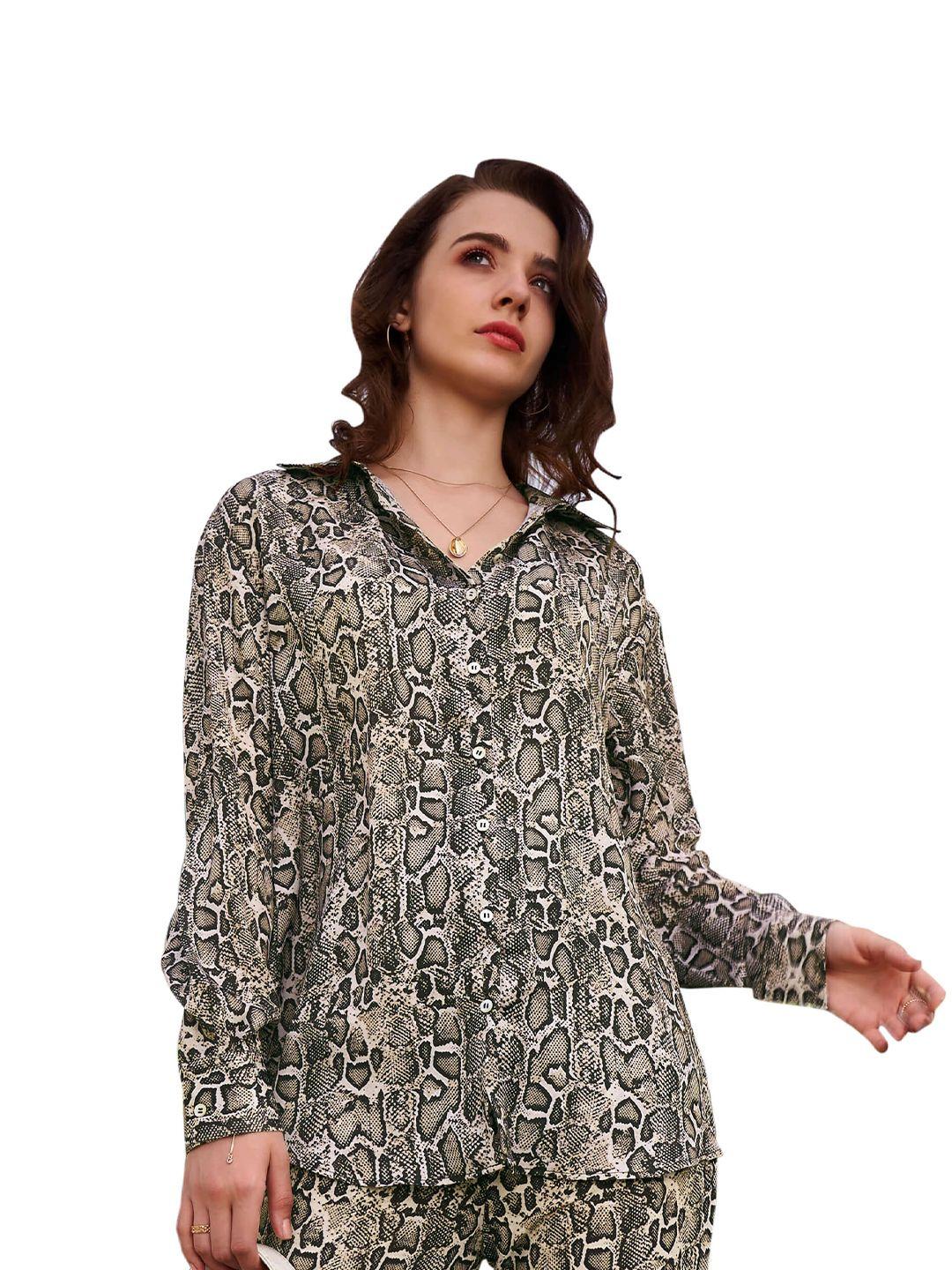 neofaa women animal printed casual shirt