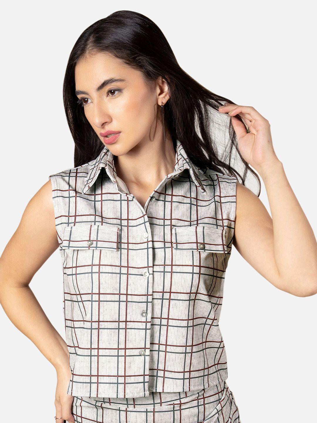 neofaa women checked casual shirt