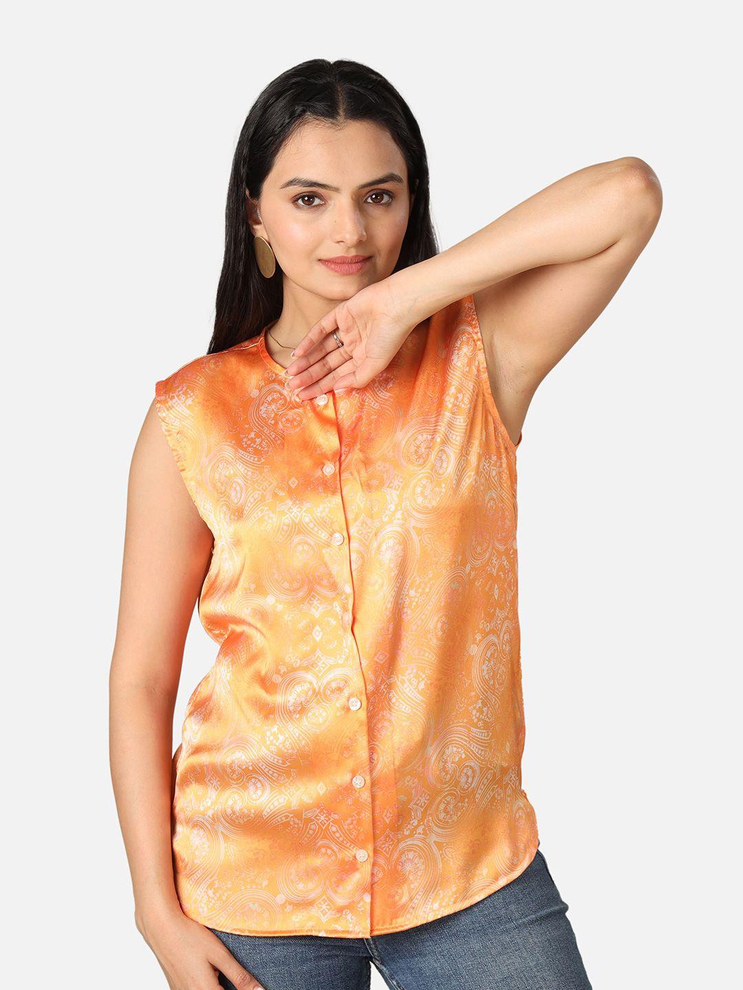 neofaa women custom semi sheer printed casual shirt