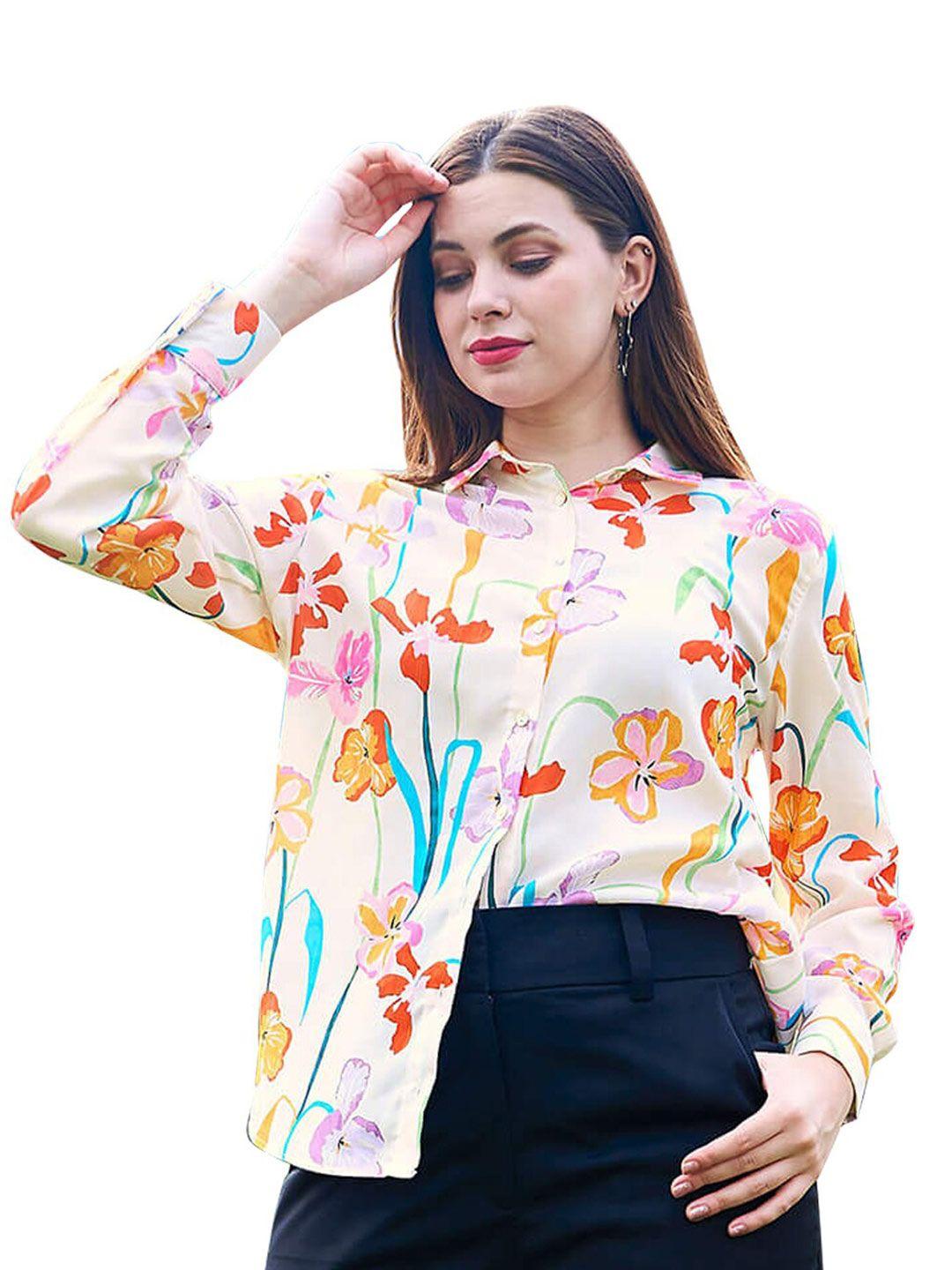 neofaa women floral printed casual shirt