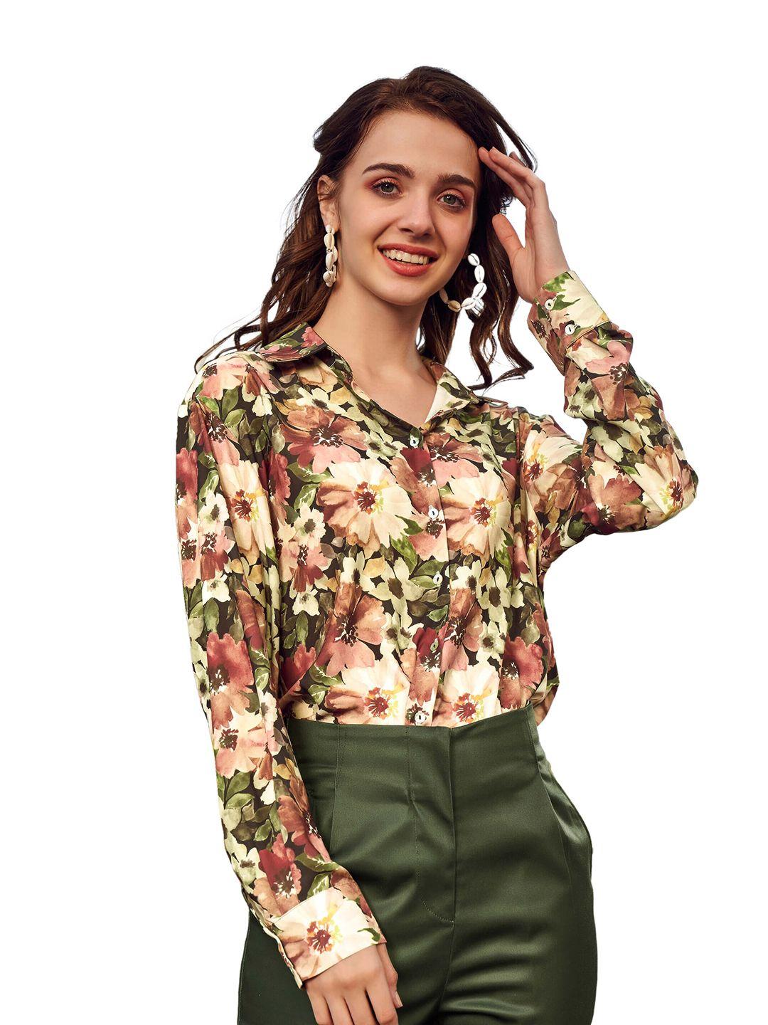 neofaa women floral printed casual shirt
