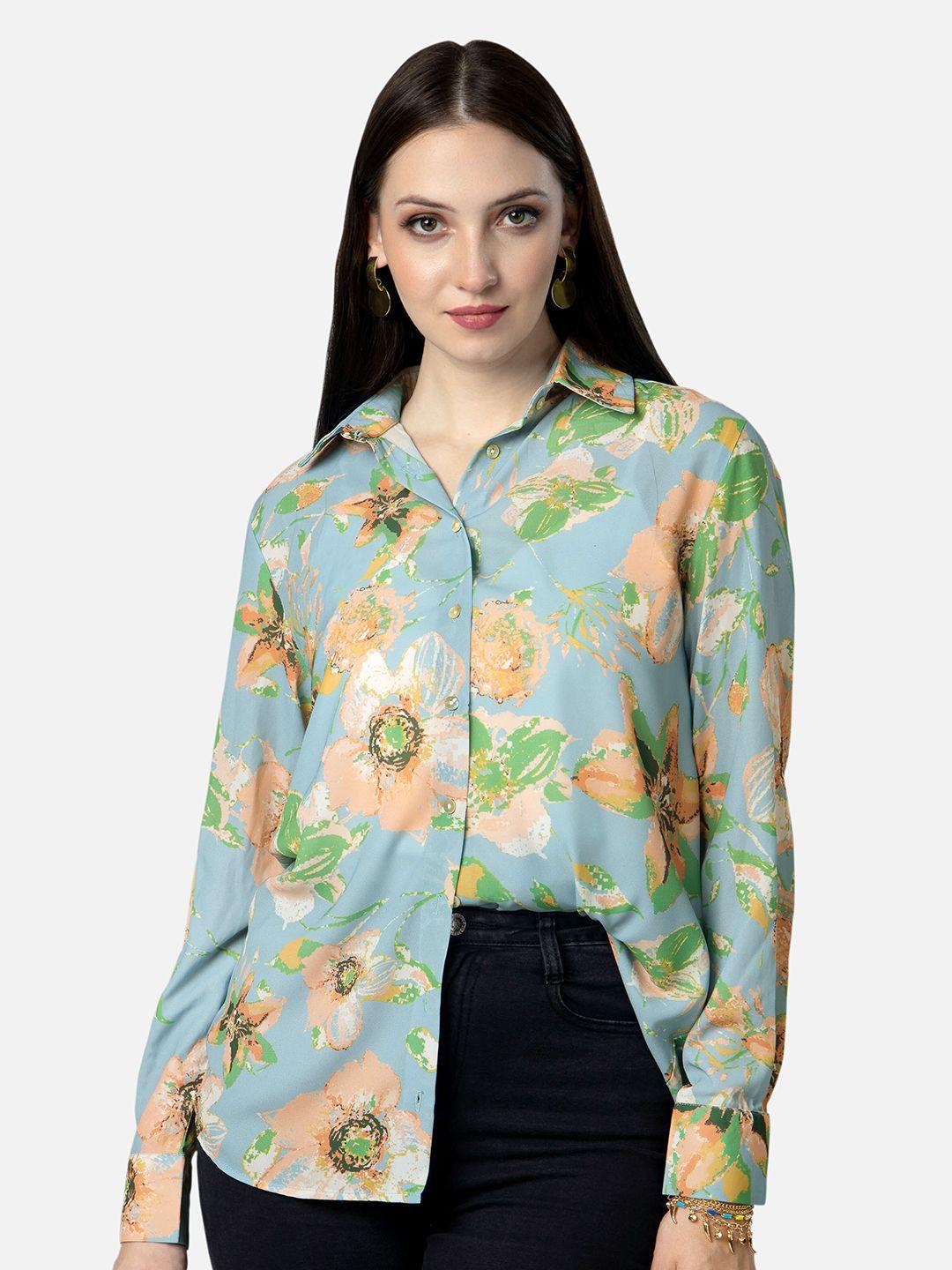 neofaa women floral printed regular fit casual shirt