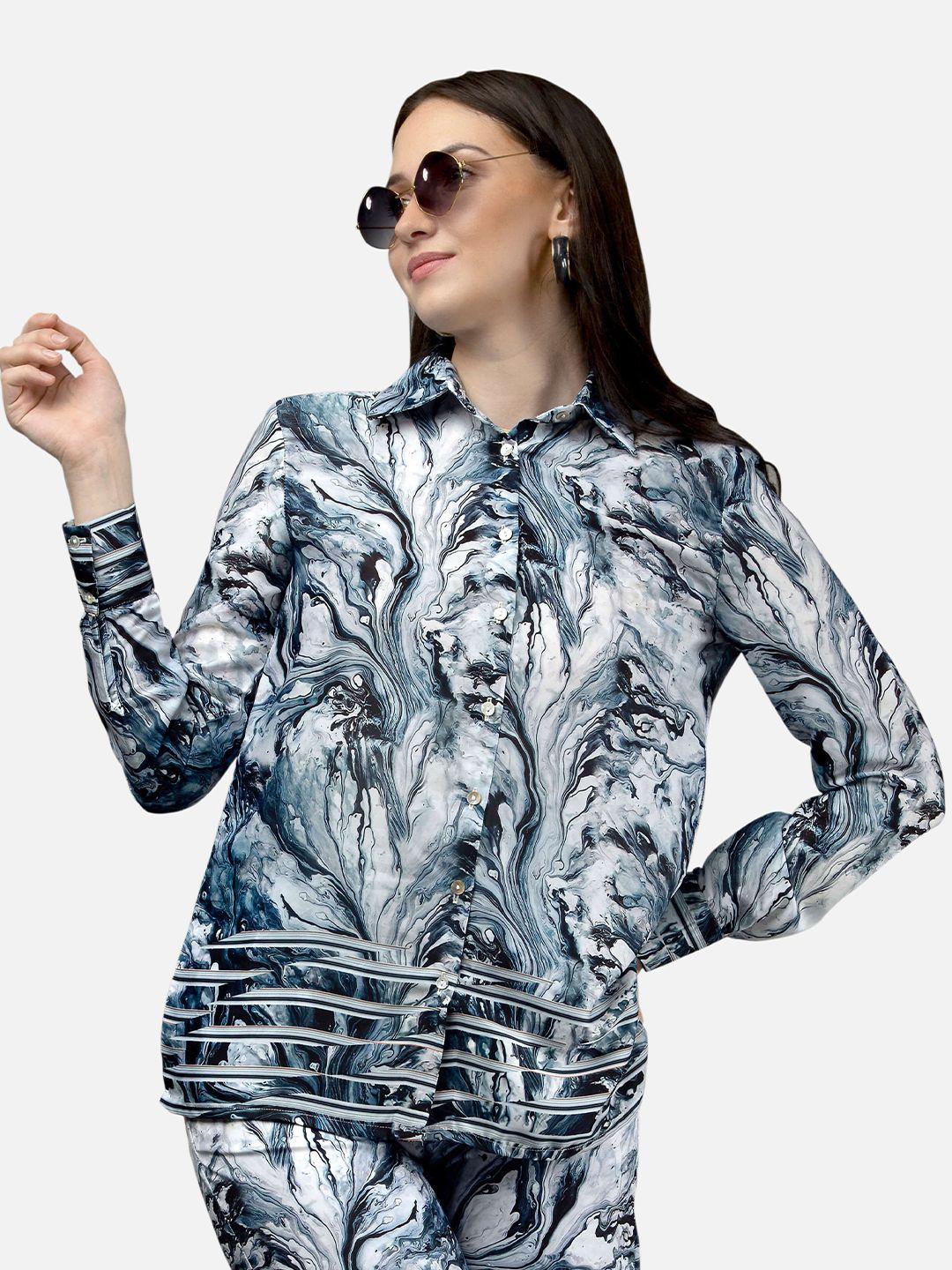 neofaa women printed regular fit casual shirt